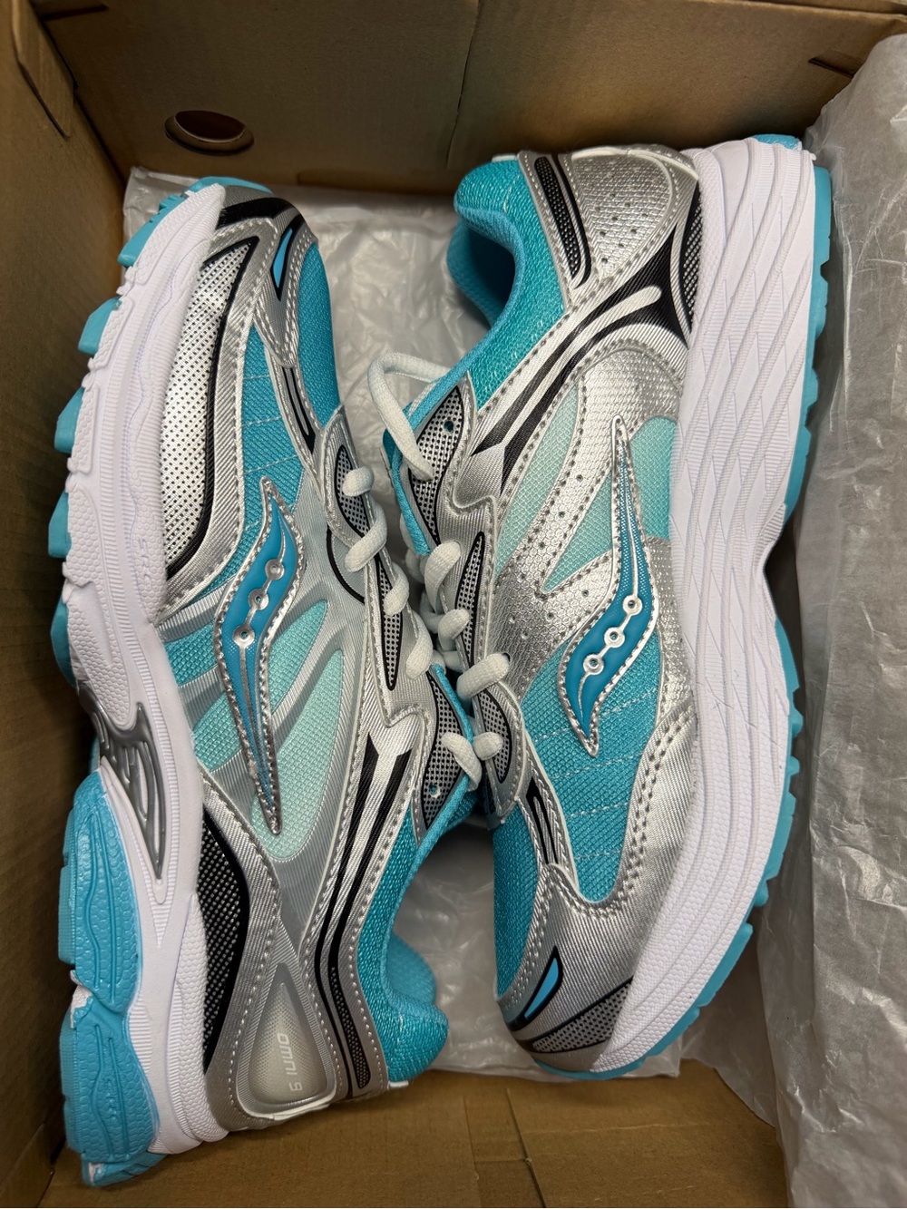 Saucony Grade School Teal and Silver Athletic Running Sneakers